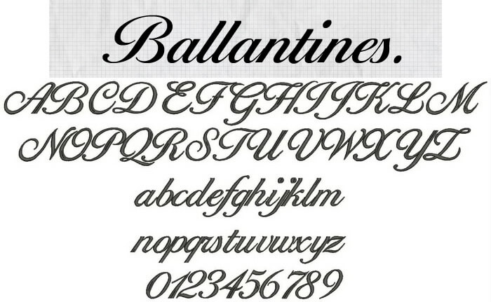 アルファベットBallantines Script（バランタイン・スクリプト）のフォントイメージ