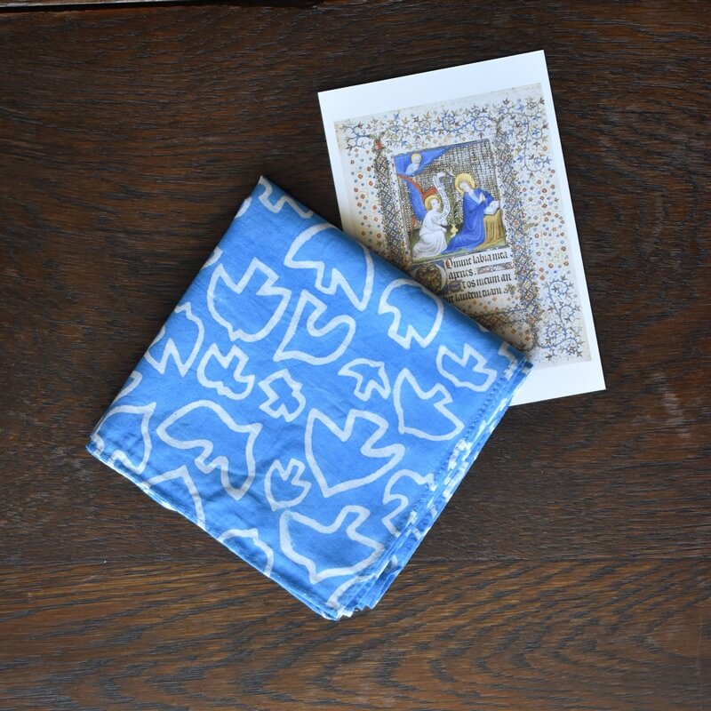 羽ばたく鳥のプリントハンカチポストカード