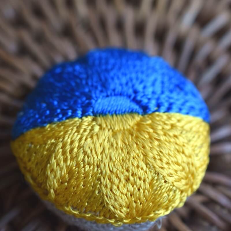 ウクライナ国旗[青黄旗_Ukraine]刺繍のくるみボタン