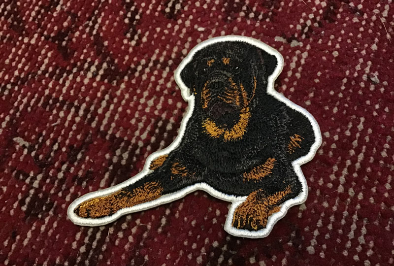 写真から刺繍に起こした愛犬のアップリケ