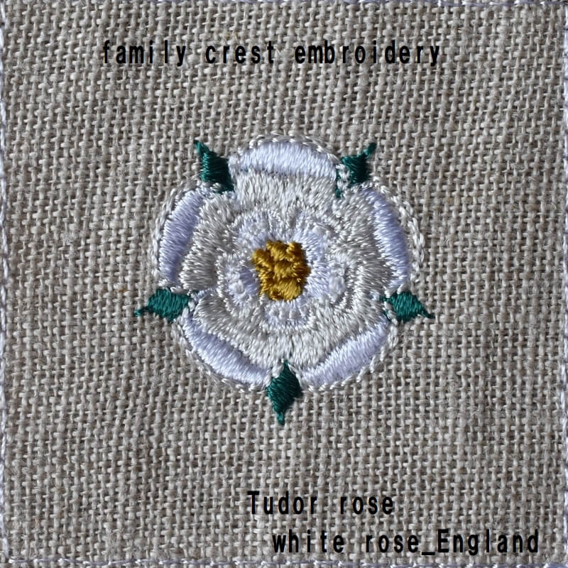 紋章白薔薇Tudorroseの刺繍図案文字入り