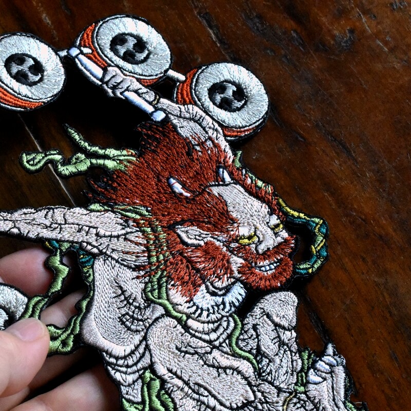 北斎雷神刺繍ワッペン