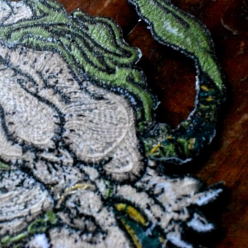 北斎雷神刺繍ワッペン裏