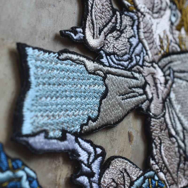 北斎風神刺繍ワッペン