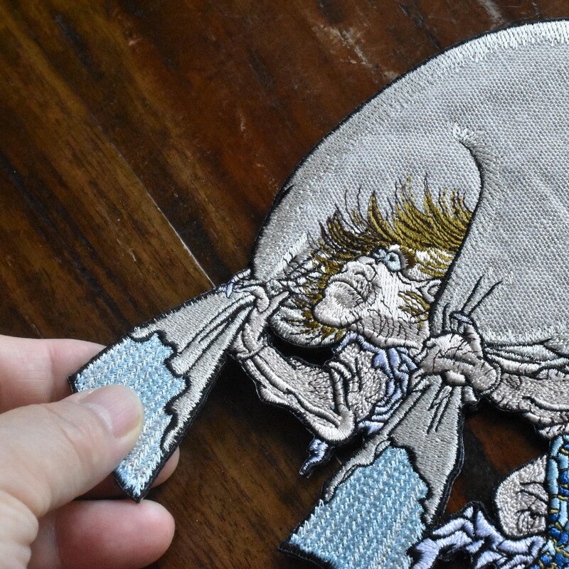 北斎風神刺繍ワッペンハンド