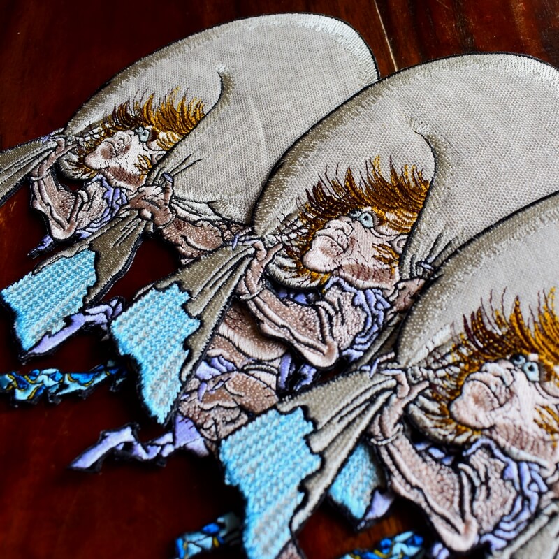 北斎風神刺繍ワッペン