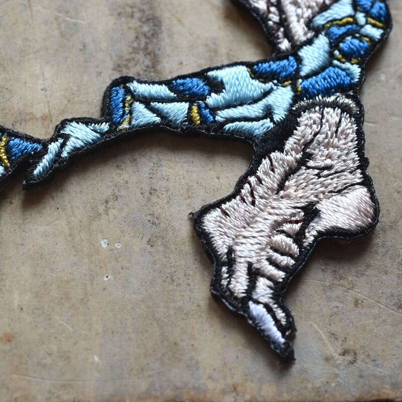 北斎風神刺繍ワッペン