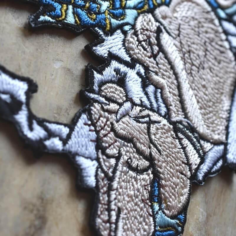 北斎風神刺繍ワッペン
