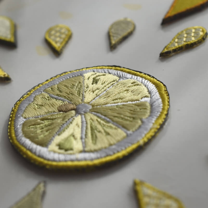 レモンの刺繍花火(M)(L)ステッカーワッペン