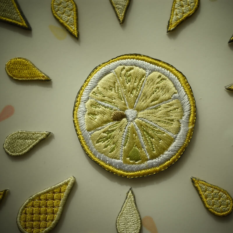 レモンの刺繍花火(M)(L)ステッカーワッペン