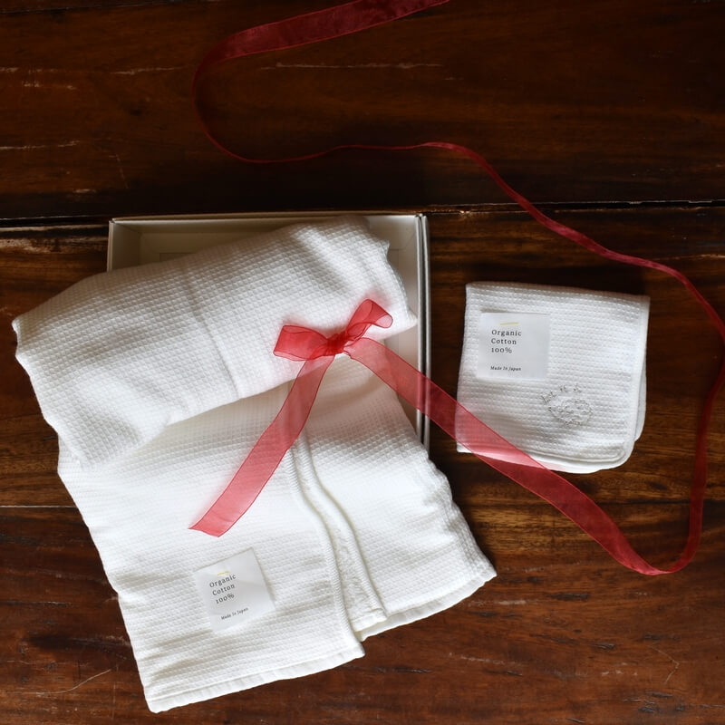 ワッフルバスタオルセットネーム刺繍