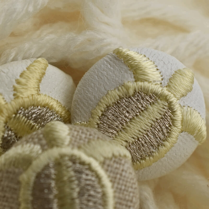 黄色のホヌ海亀くるみボタン刺繍ブローチ/22
