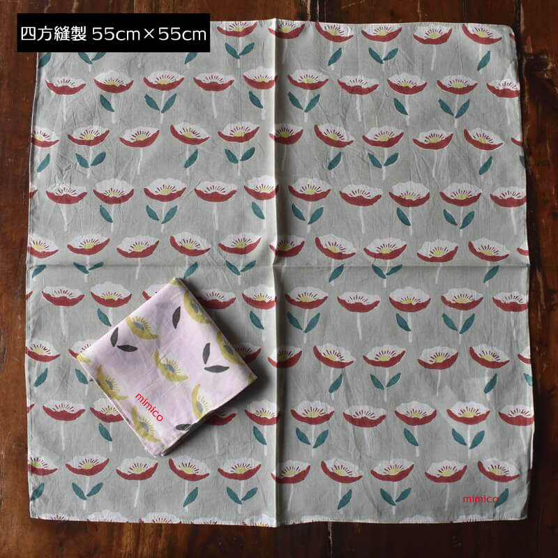 アネモネのお花畑プリントハンカチ