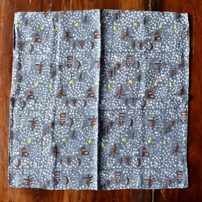 夜空プリントガーゼプリントハンカチ