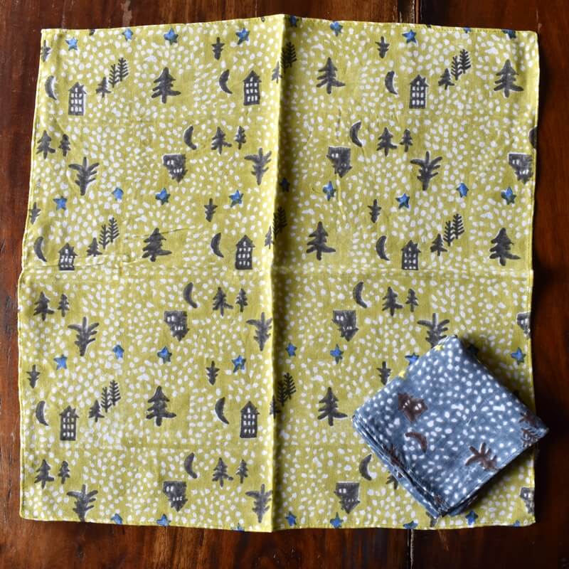 夜空プリントガーゼプリントハンカチ