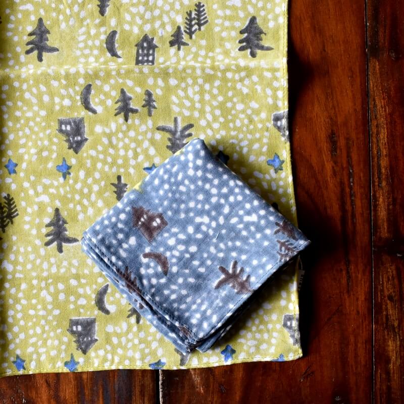 夜空プリントガーゼプリントハンカチ