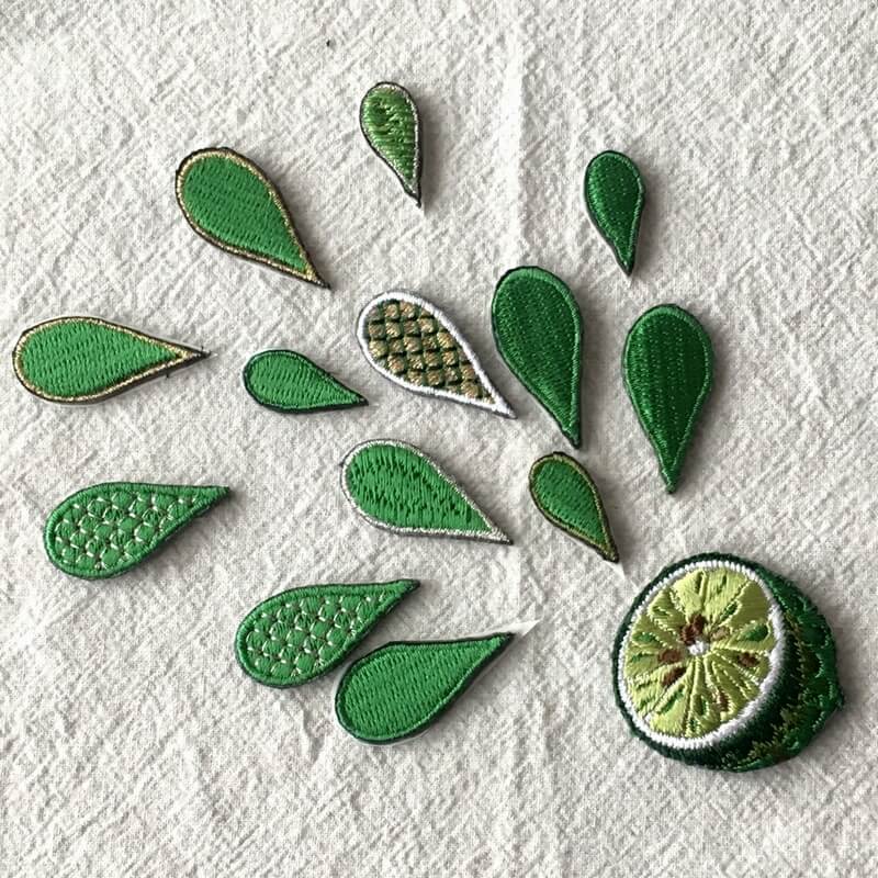 ライムの刺繍花火(M)(L)ステッカーワッペン