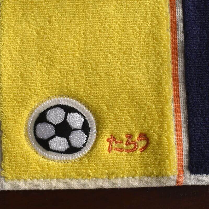 サッカー[ボール]刺繍図案あっぷりけ黄色いハンカチ