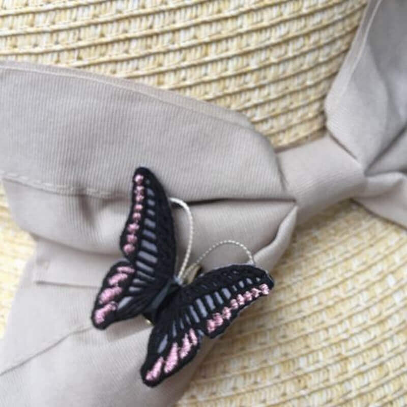 蝶々刺繍ブローチ帽子