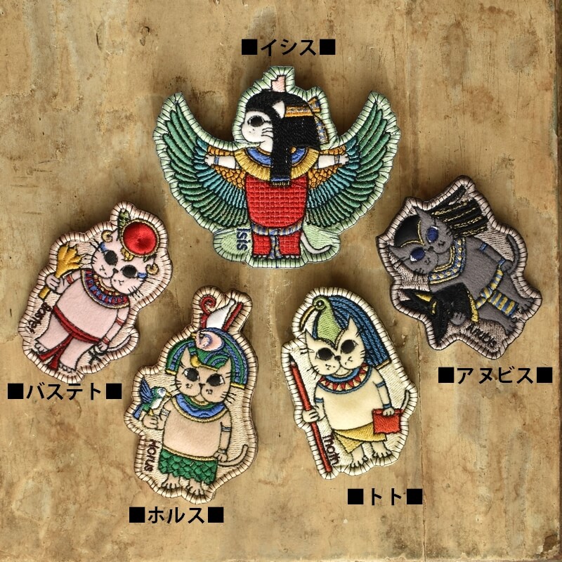 エジプト神ミミケルの刺繍ブローチ