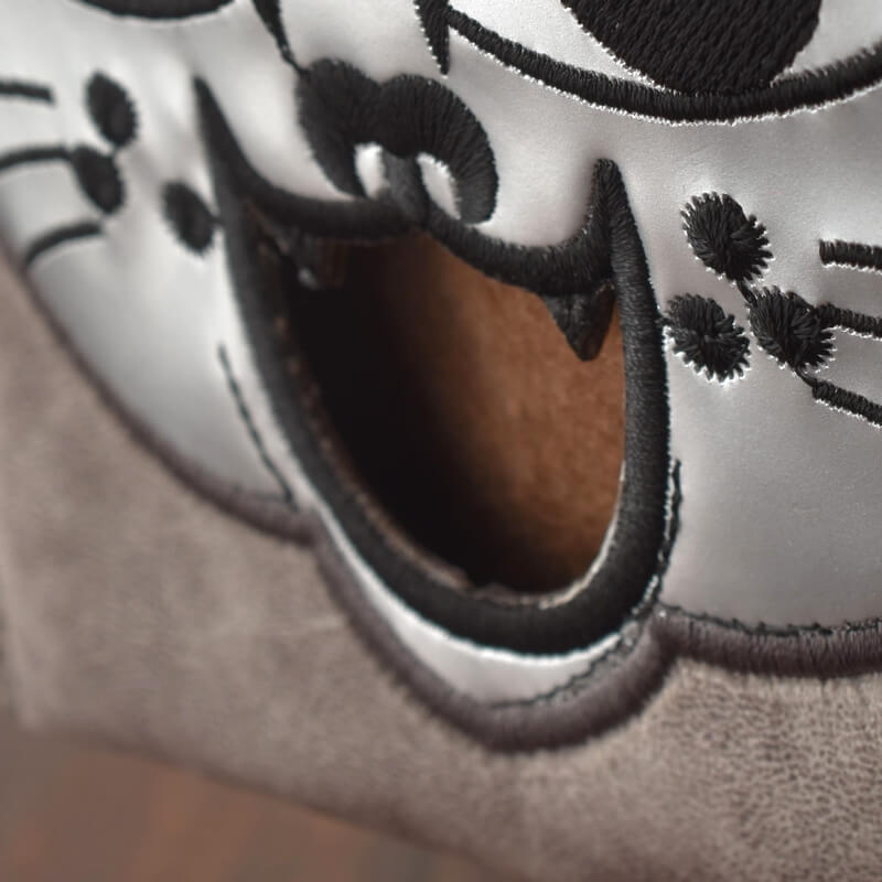 鉄仮面ミミケル刺繍のティッシュカバーとポーチ付きカゴ