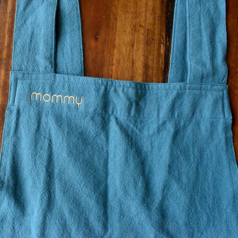 クロスエプロン一輪挿し花ブルー