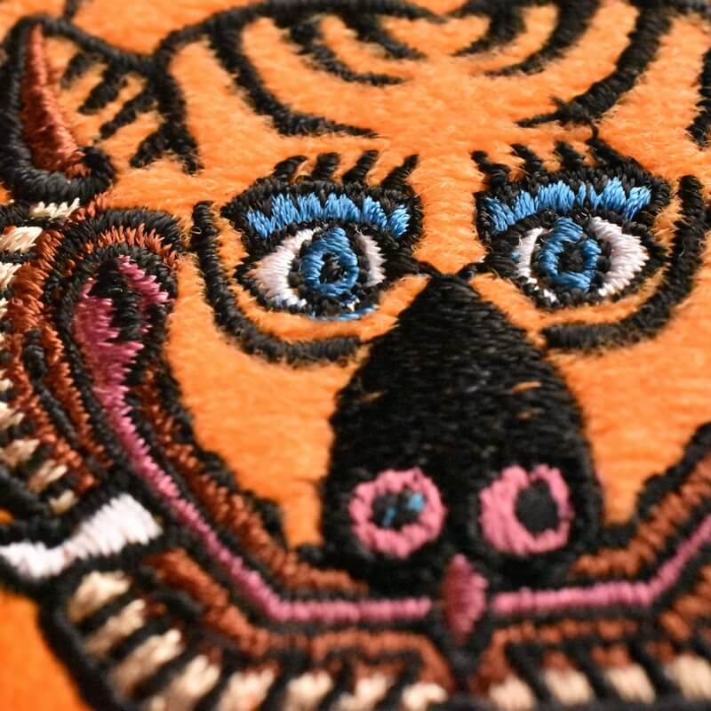 タイガー･ラグ刺繍アップリケ顔ORANGEアップ
