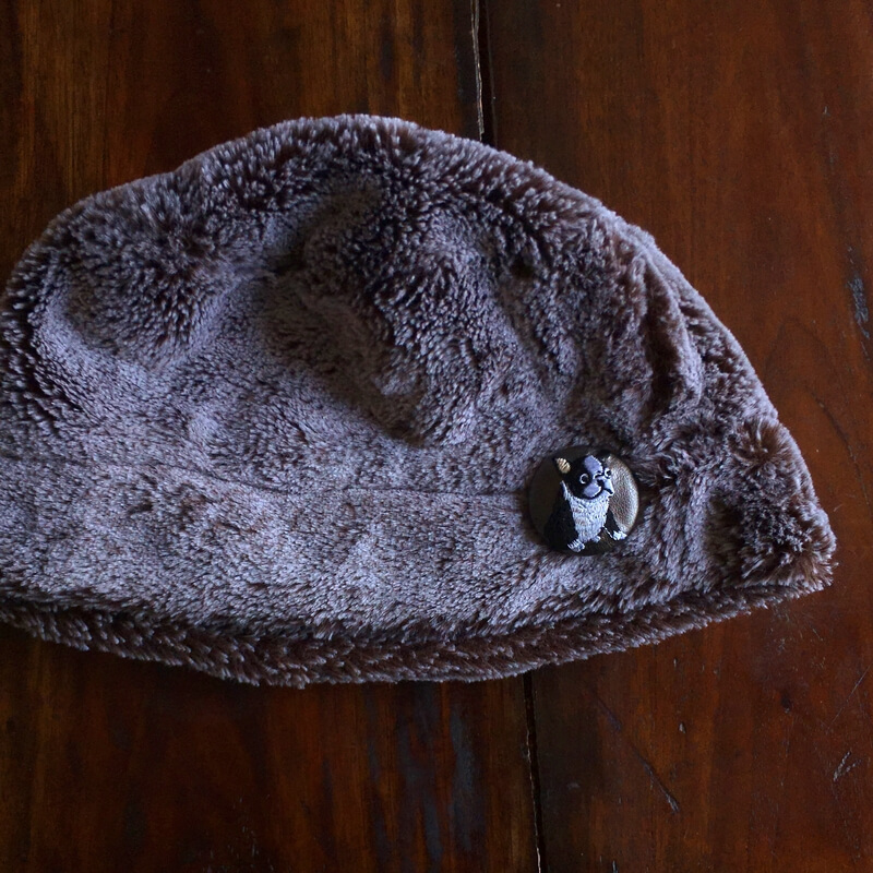 フレンチブルドックくるみボタン刺繍ブローチ/38