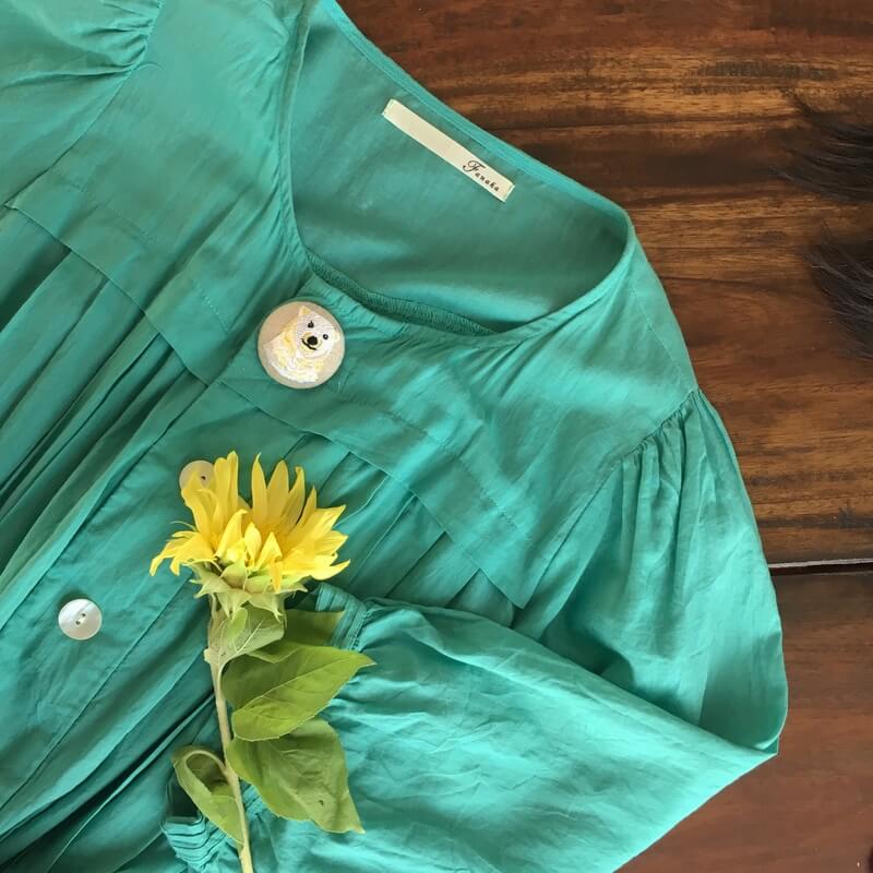 白熊くるみボタン刺繍ブローチ/38