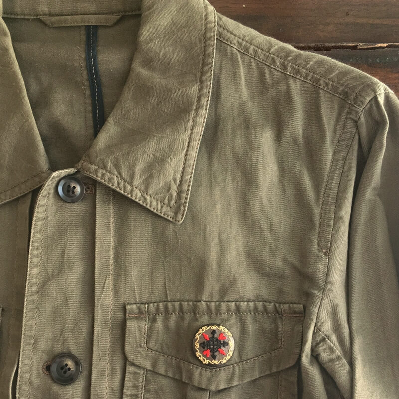 金トランプくるみボタン刺繍ブローチ/29