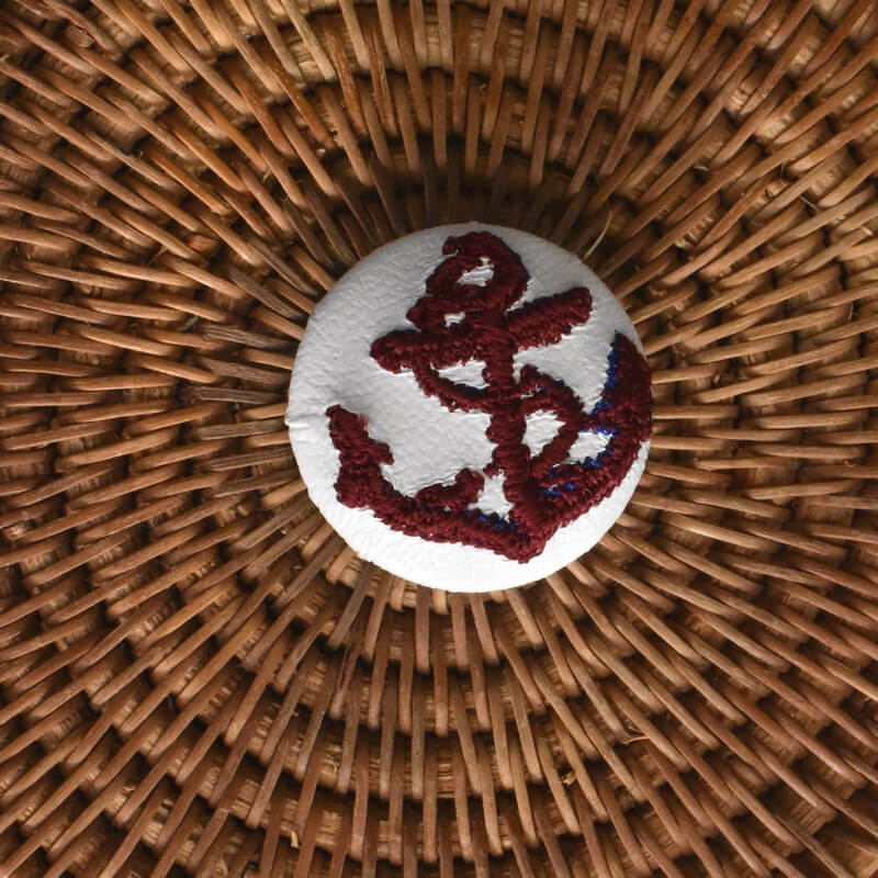 赤いアンカーボタン刺繍ブローチ/29