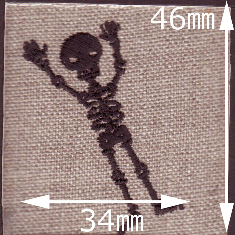 バンザイドクロ[骸骨]刺繍図案デザインのサイズ表記