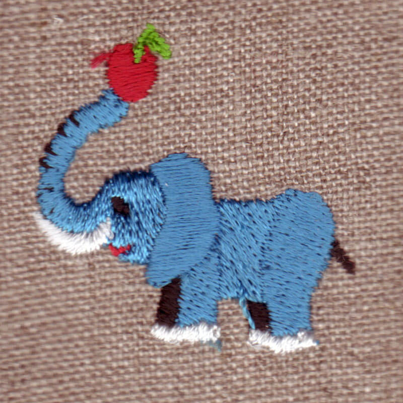 リンゴとゾウ 動物 刺繍図案デザイン Mimi刺繍