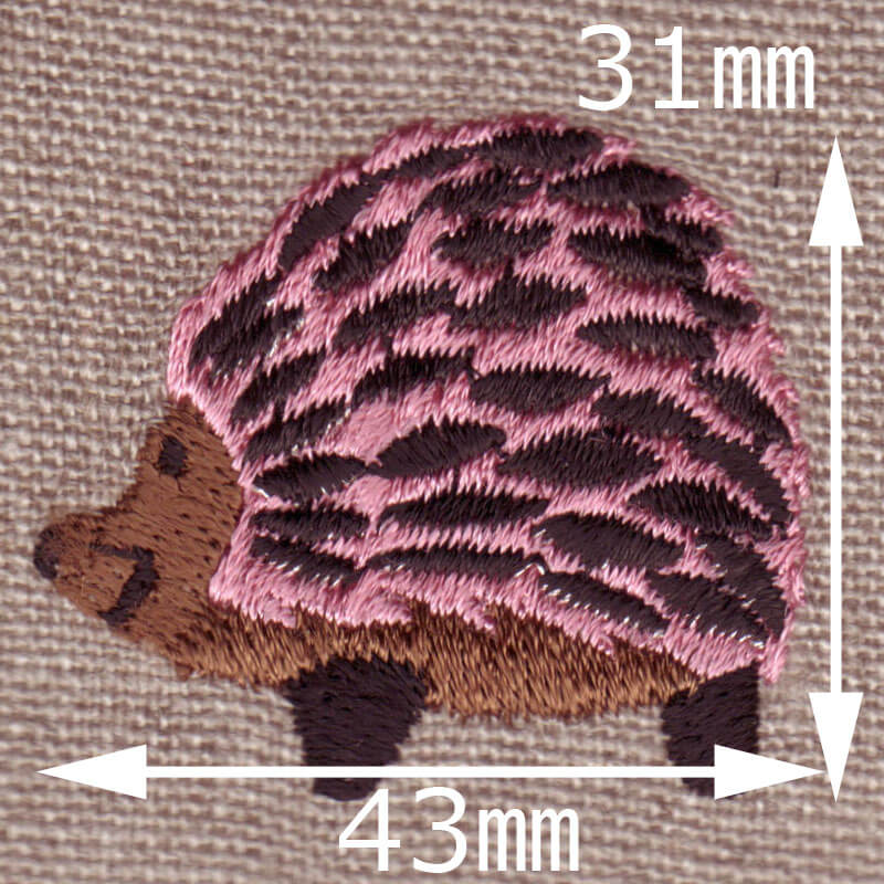 ハリネズミ[動物]刺繍図案デザインのサイズ表記