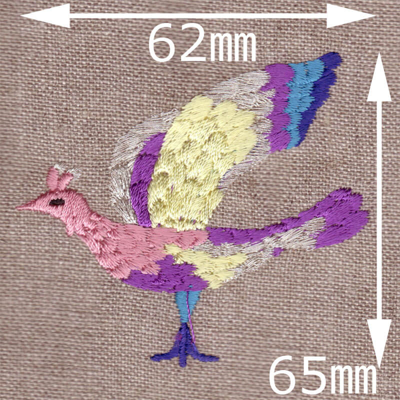南の島の極楽鳥[天国の鳥]刺繍図案デザインのサイズ表記