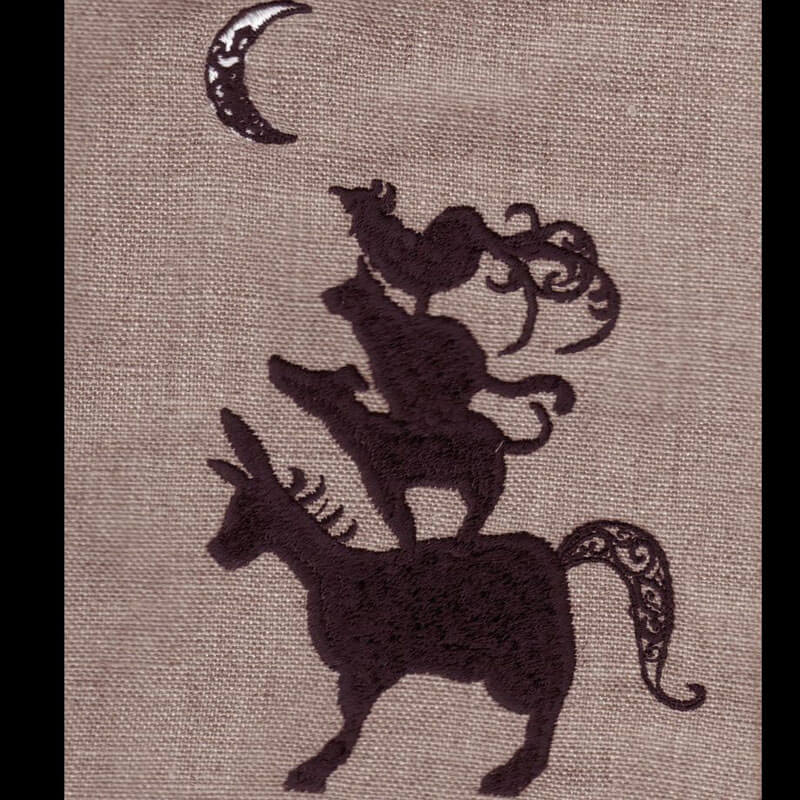 ブレーメンの音楽隊シルエット グリム童話 刺繍図案デザイン Mimi刺繍