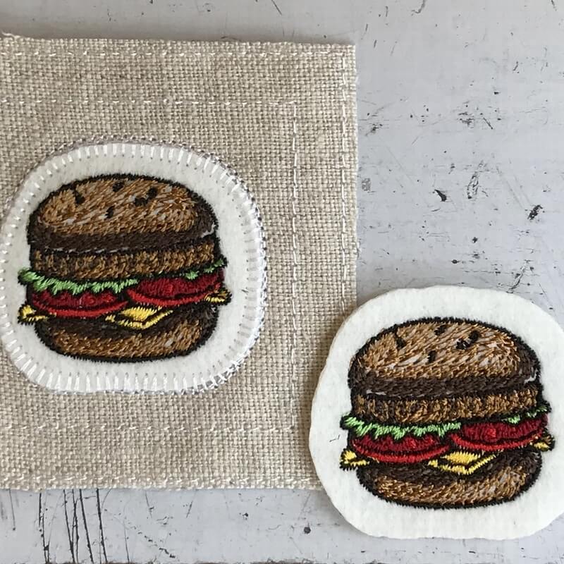 チーズハンバーガー刺繍ステッチイメージ