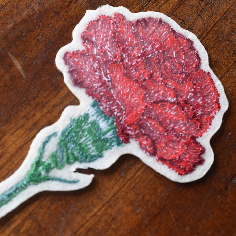 一輪花刺繍カーネーション背面