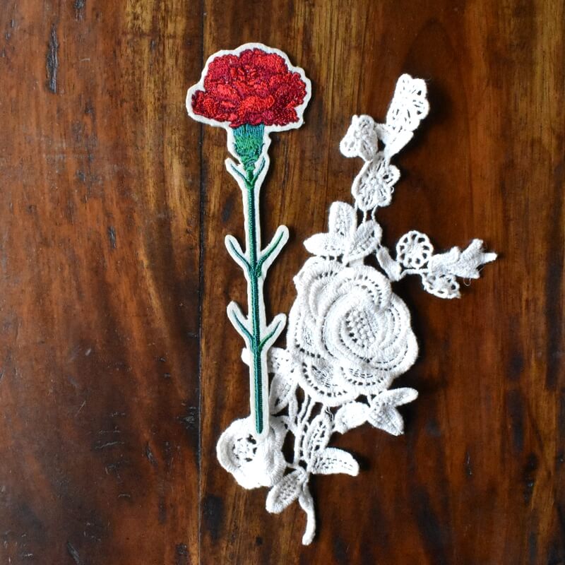 一輪花刺繍カーネーションレース