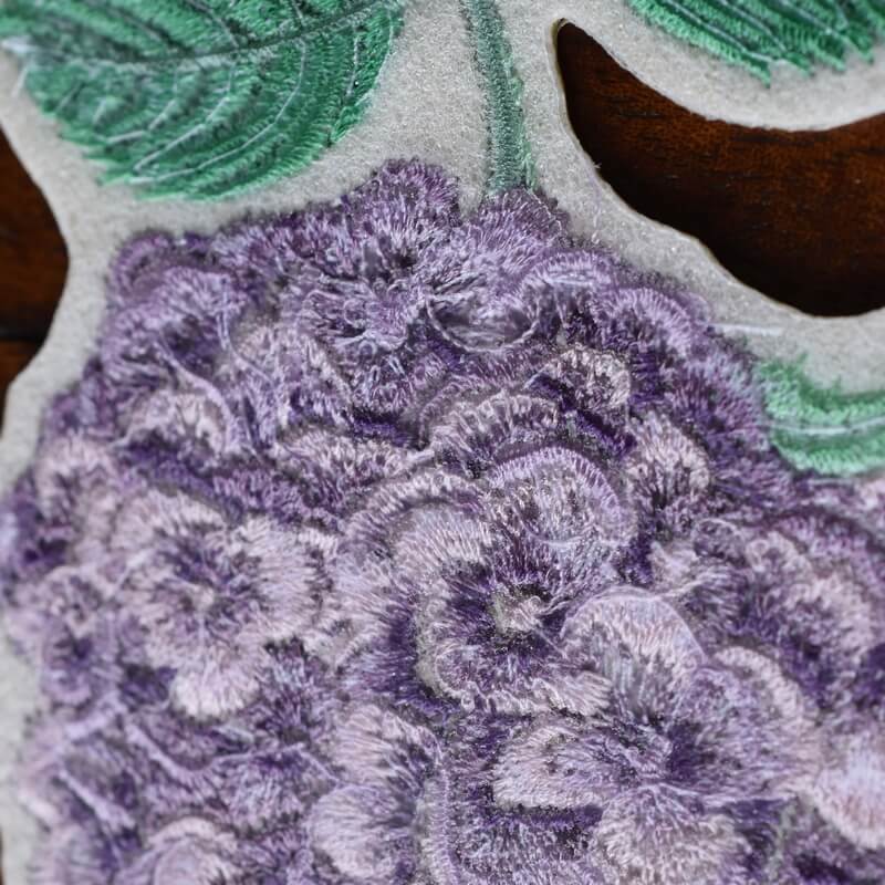 一輪花刺繍紫陽花の紫色裏