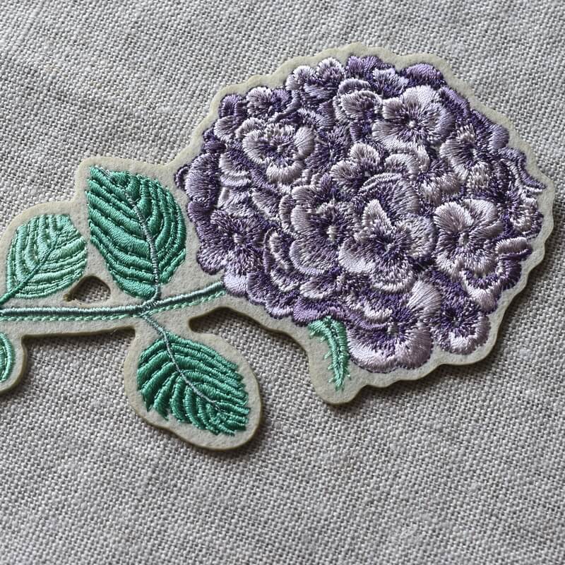 一輪花刺繍紫陽花の紫色1本