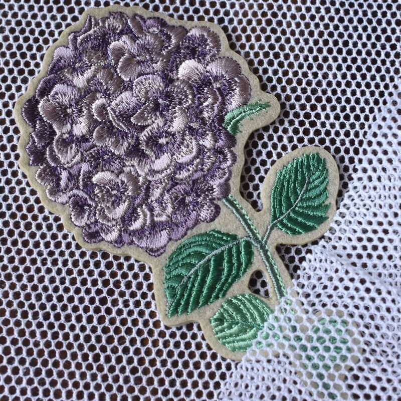 一輪花刺繍紫陽花の紫色1本