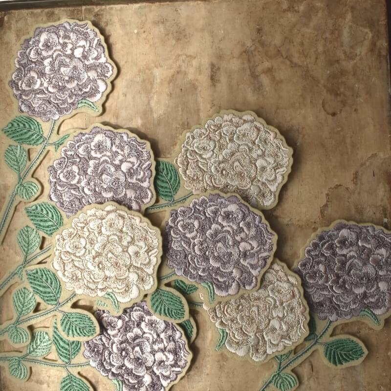 一輪花刺繍紫陽花の紫色風景