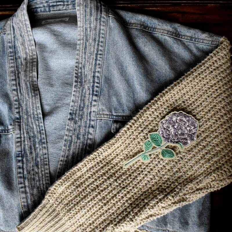 一輪花刺繍紫陽花の紫色ジャケット