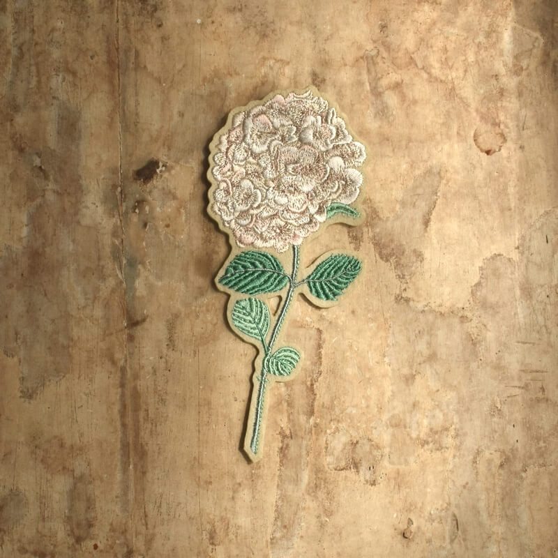 一輪花刺繍紫陽花のシルクホワイト1本