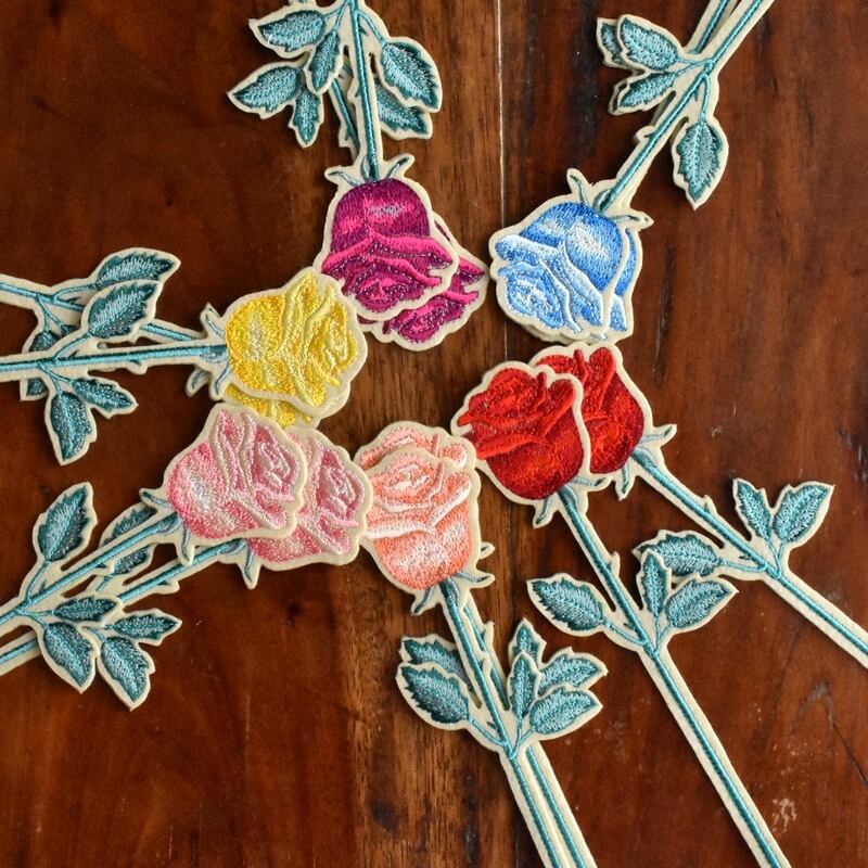 一輪花刺繍ローズ全色