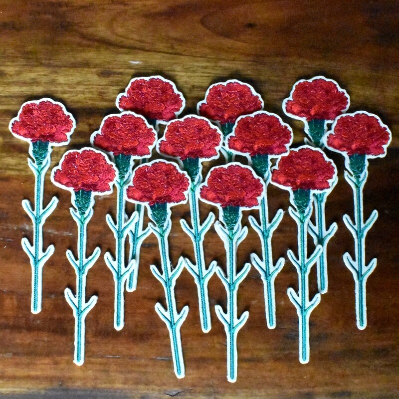 一輪花刺繍カーネーション花壇