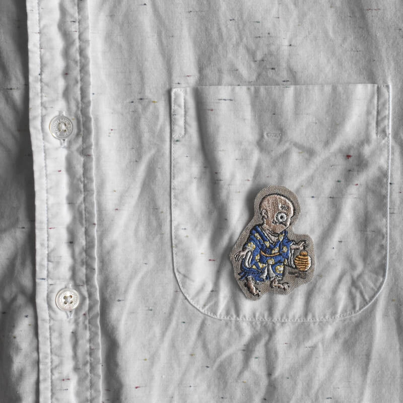 一つ目小僧妖怪刺繍のあっぷりけシャツ