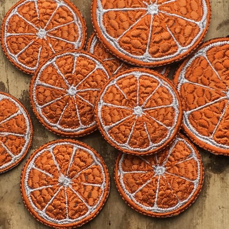オレンジの刺繍花火(M)(L)ステッカーワッペン