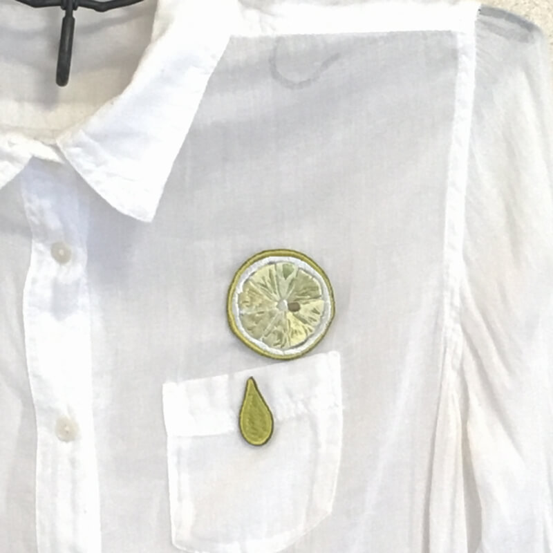 レモンの刺繍花火(M)(L)ステッカーワッペン